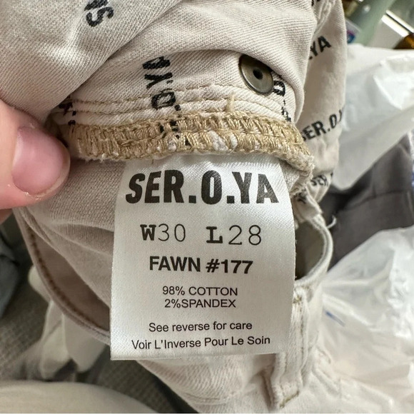 SER.OY.A Skinny Jeans Distressed Off White Jeans 30"x 28” - Picture 6 of 6